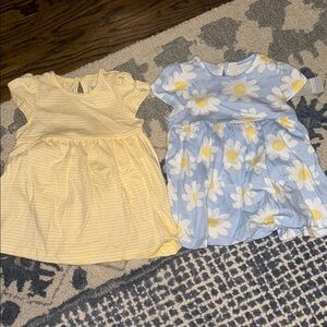 Yellow and Blue Floral Kids Dresses